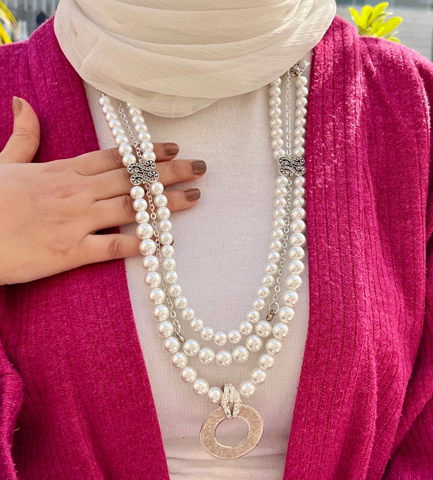 Ayat ElKorsy Necklace - Silver Pearl