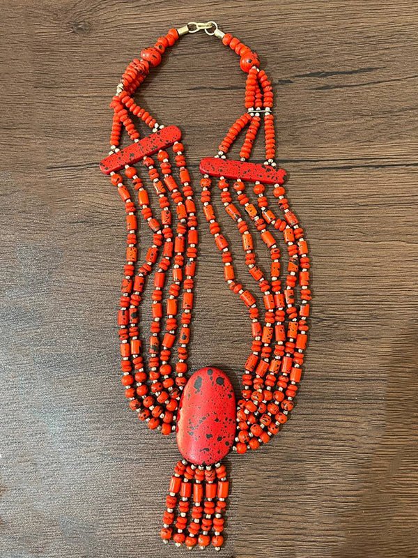 Ashraqat Necklace - Red Stone