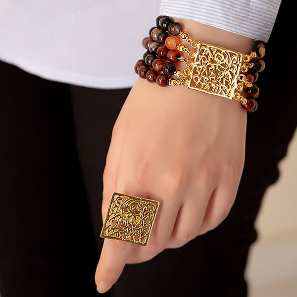 Horreya AGATE STONE GOLD PLATED SET