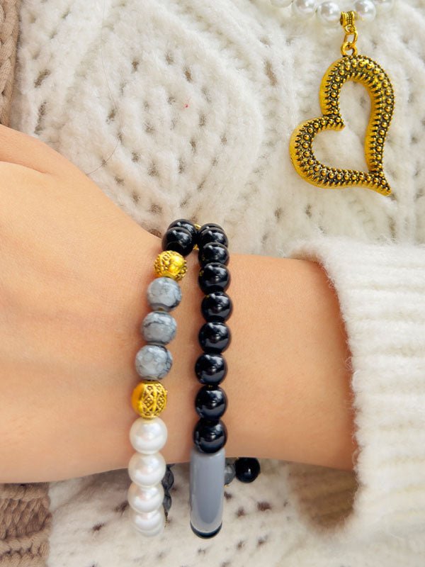 طقم قلادة القلب - أحجار المرمر