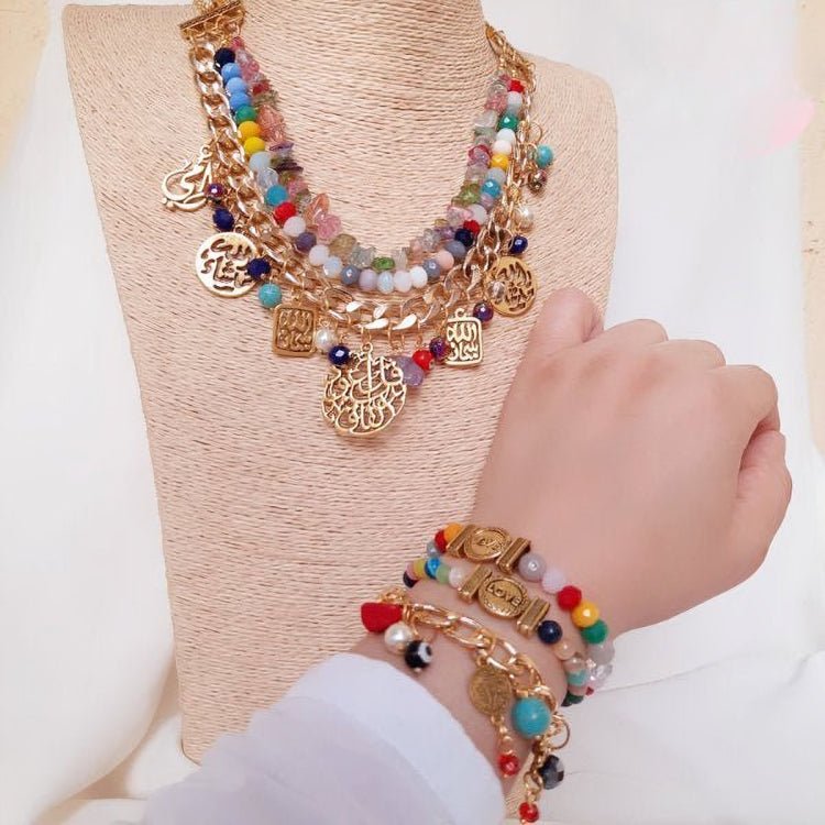 مجموعة عيون عربية ملونة - عقيق ملون