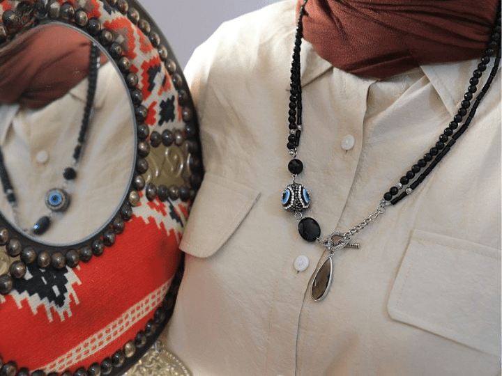 Karima Necklace - Agate Stones And Zircon pendant