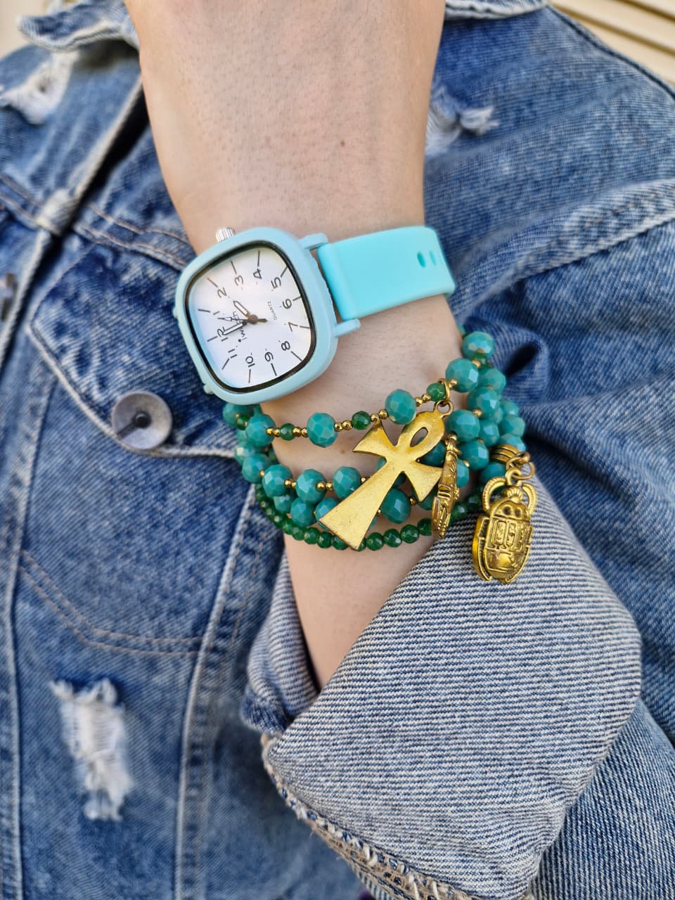 Rahaf Watch Set - Turquoise Acrylic