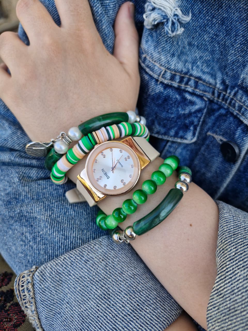Nouran Watch Set - Green Acrylic
