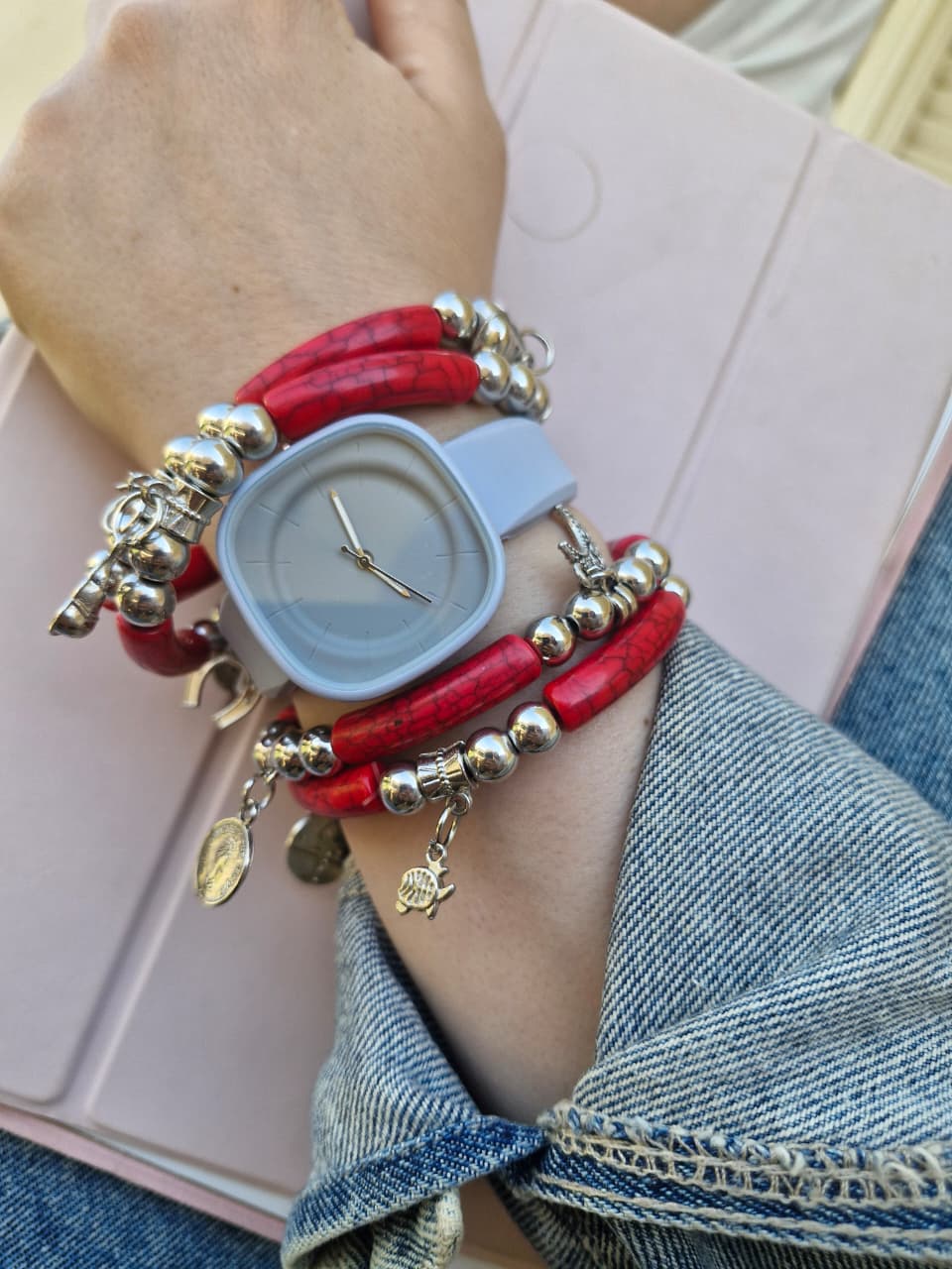 Afnan Watch Set - Red Acrylic