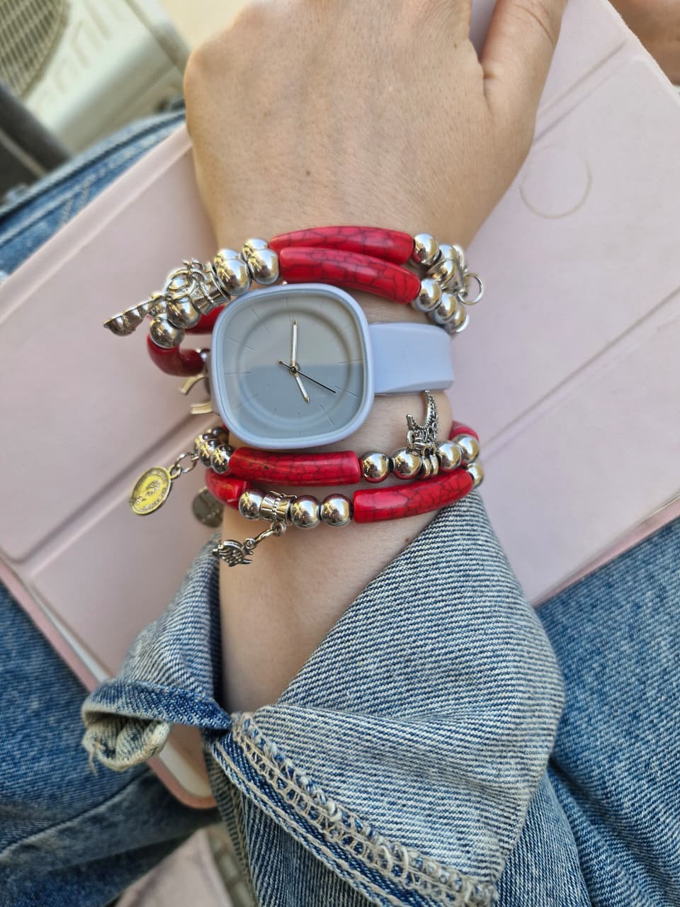 Afnan Watch Set - Red Acrylic