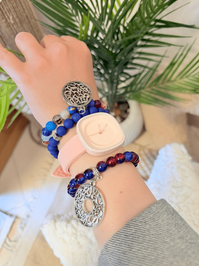 طقم ساعات سيلين - أكريليك فيروزي وأحمر