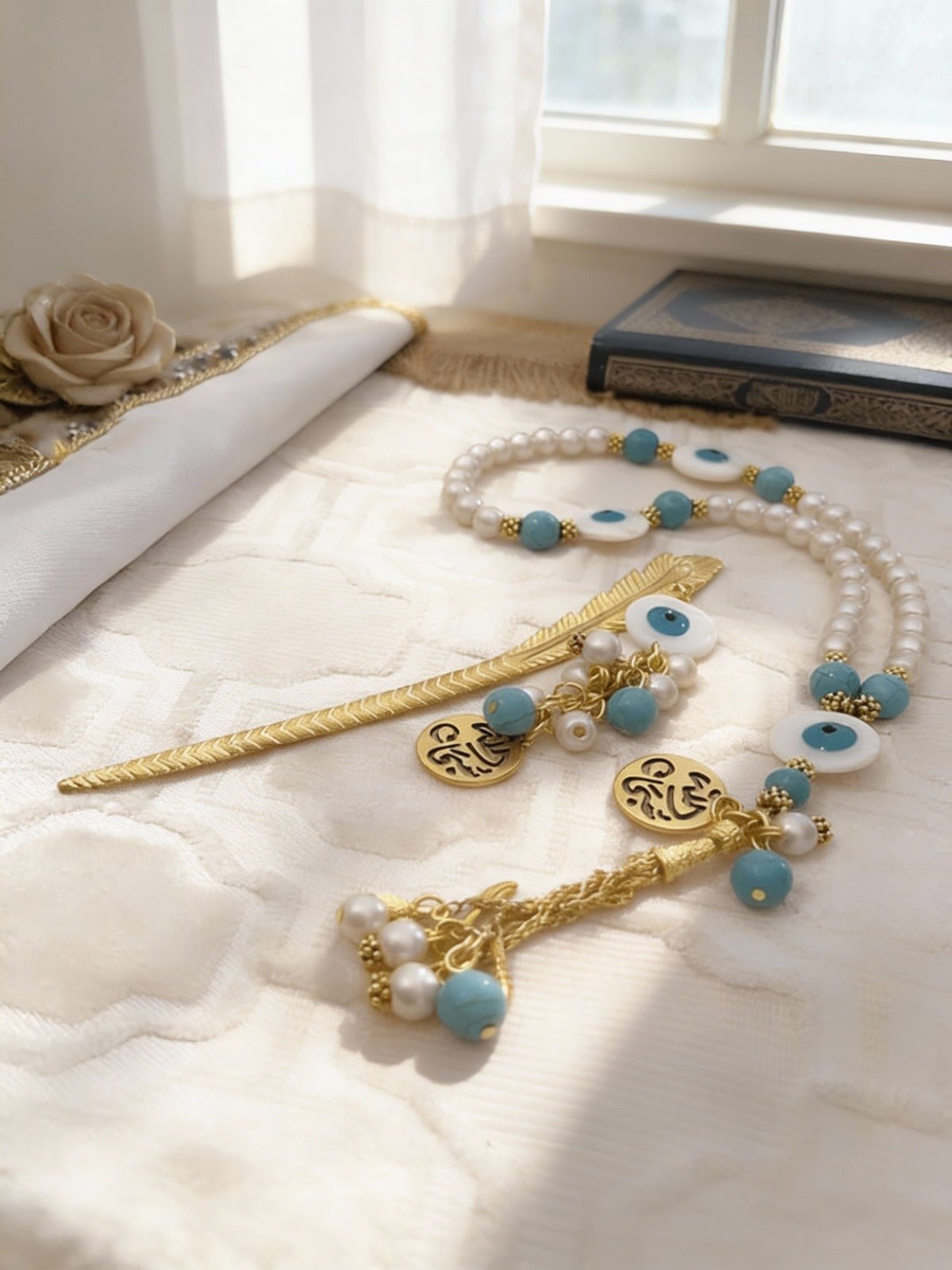 Hayam Turquoise & Pearl Rosary Set