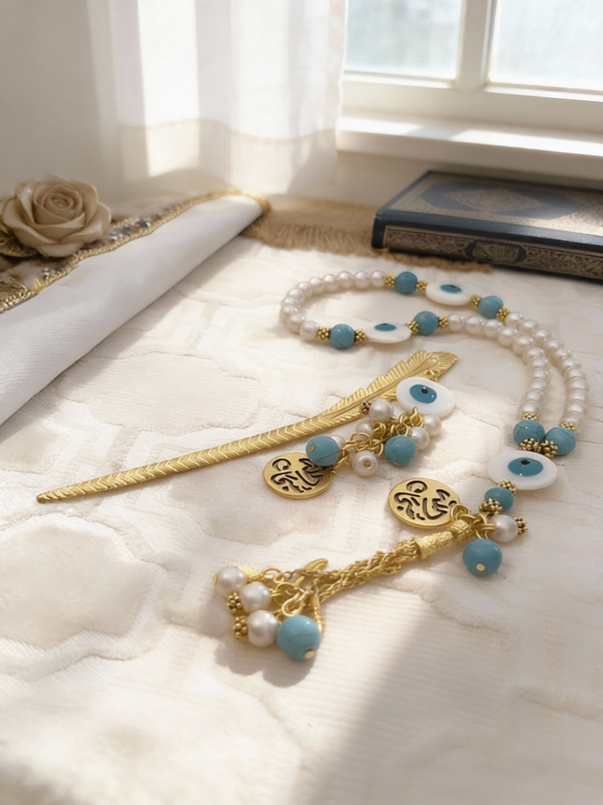 مجموعة مسبحة هيام الفيروزية واللؤلؤية