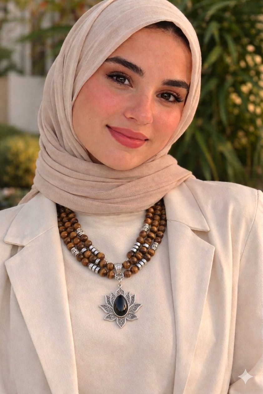 Tiger Eye Necklace - Silver & Gold Plated