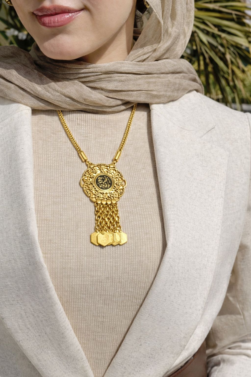 Arabic Crafted Necklace - Gold Plated