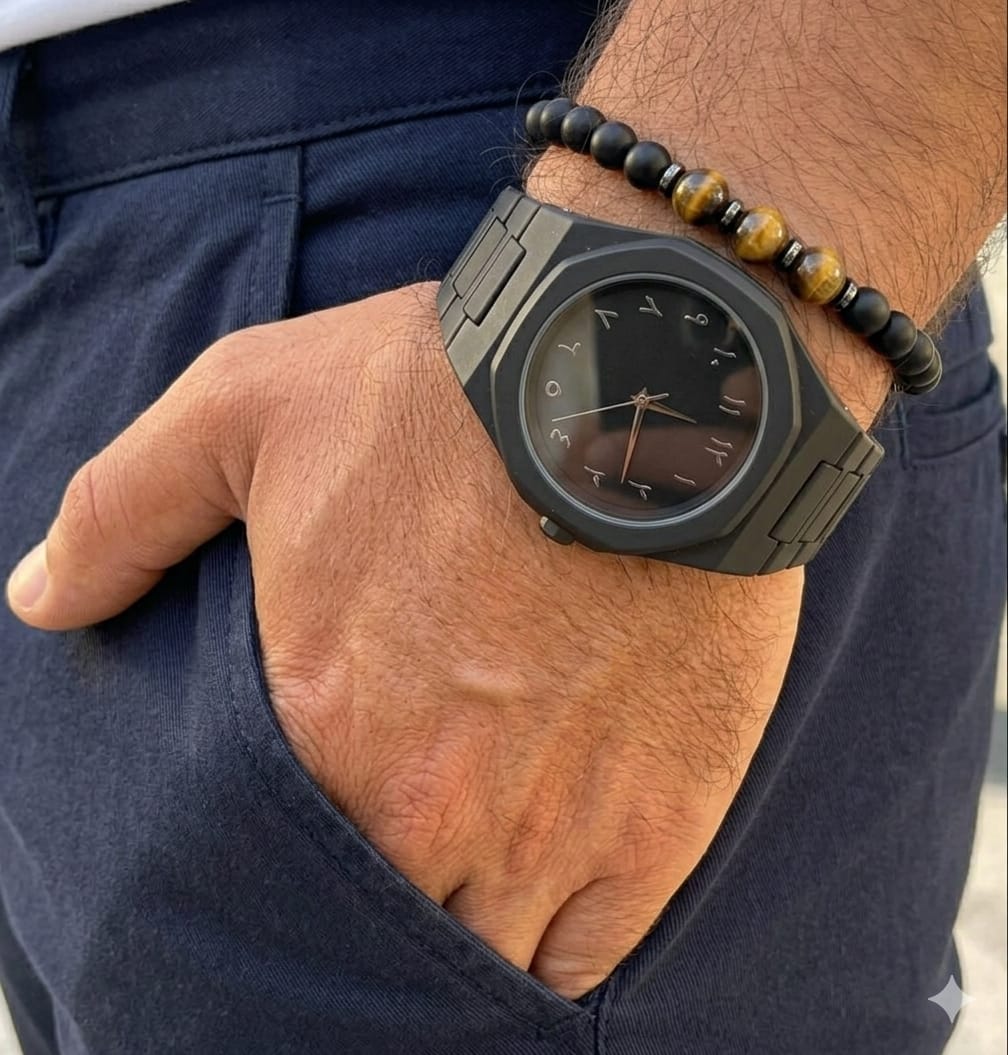 Simple Watch With Agate Bracelet