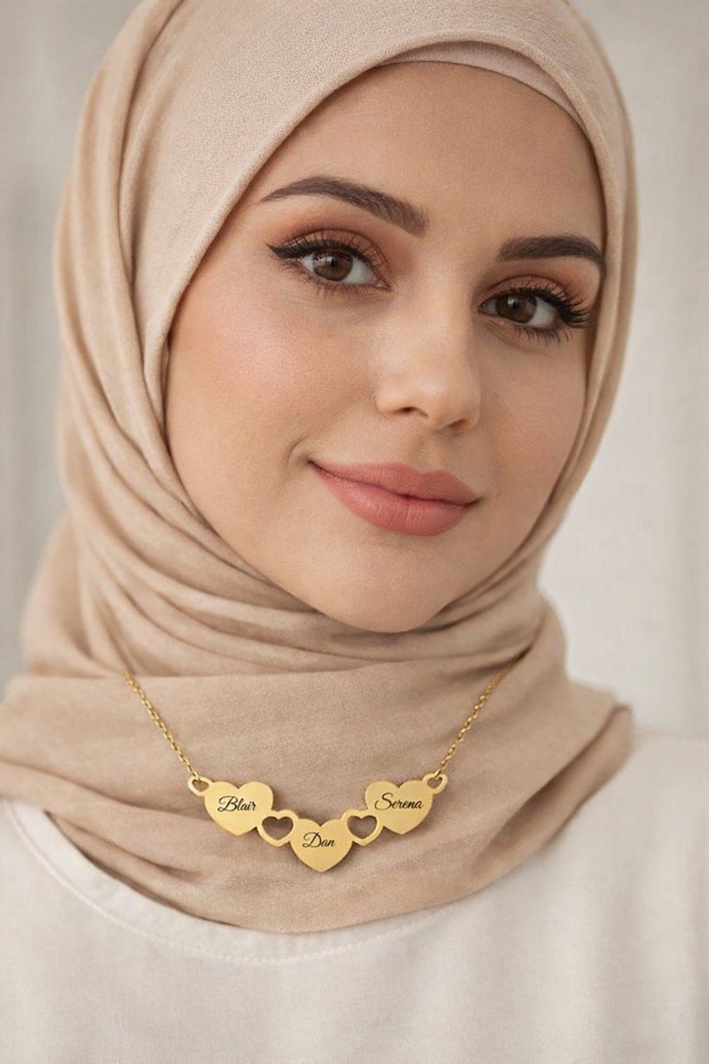 3 Name Necklace - Gold Plated