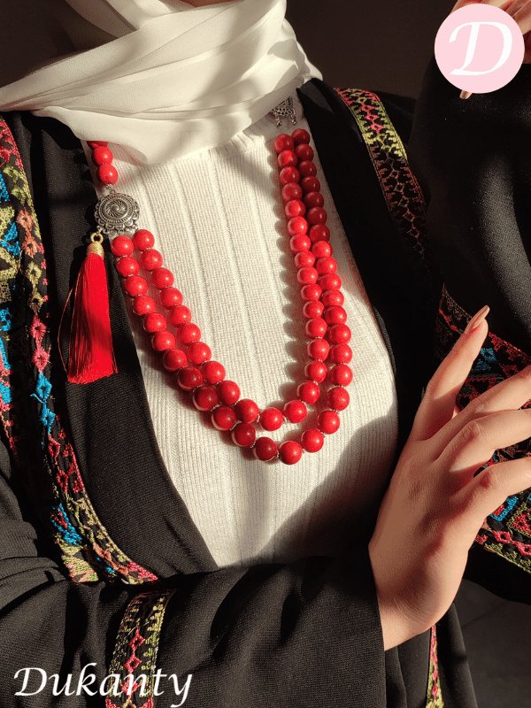 Qamar Necklace - Coral Stones