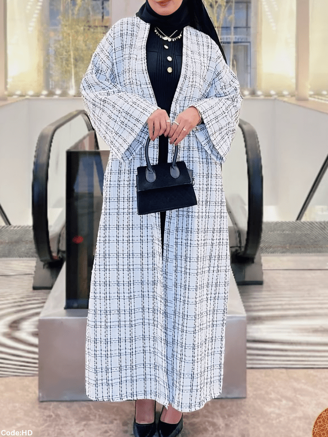 Miral Open Abaya - Jacquard Caro