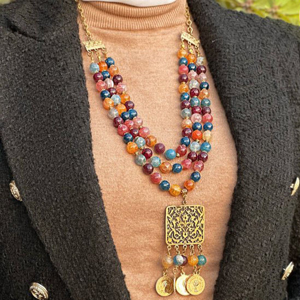 طقم عقيق نيفو - مطلي بالذهب