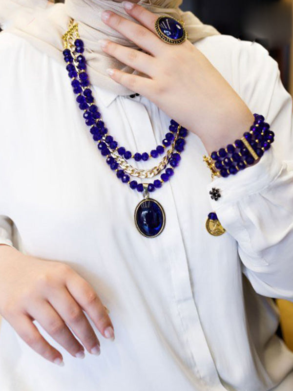 طقم ريما - قلادة من أحجار الكريستال والعقيق