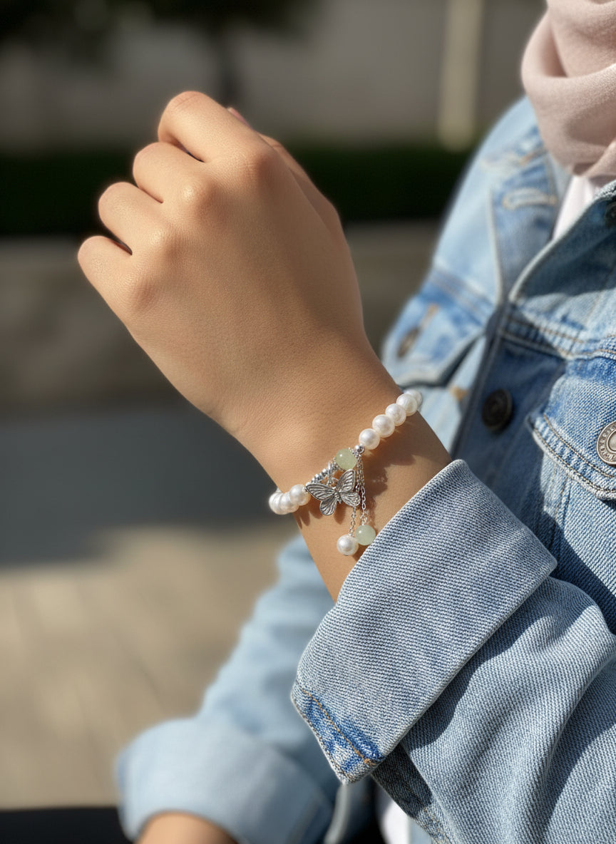 Butterfly Bracelet - Pearl Stones