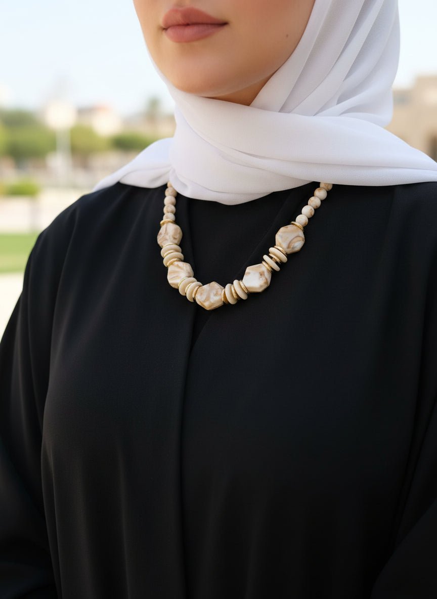 Merhan Necklace - Beige Stones