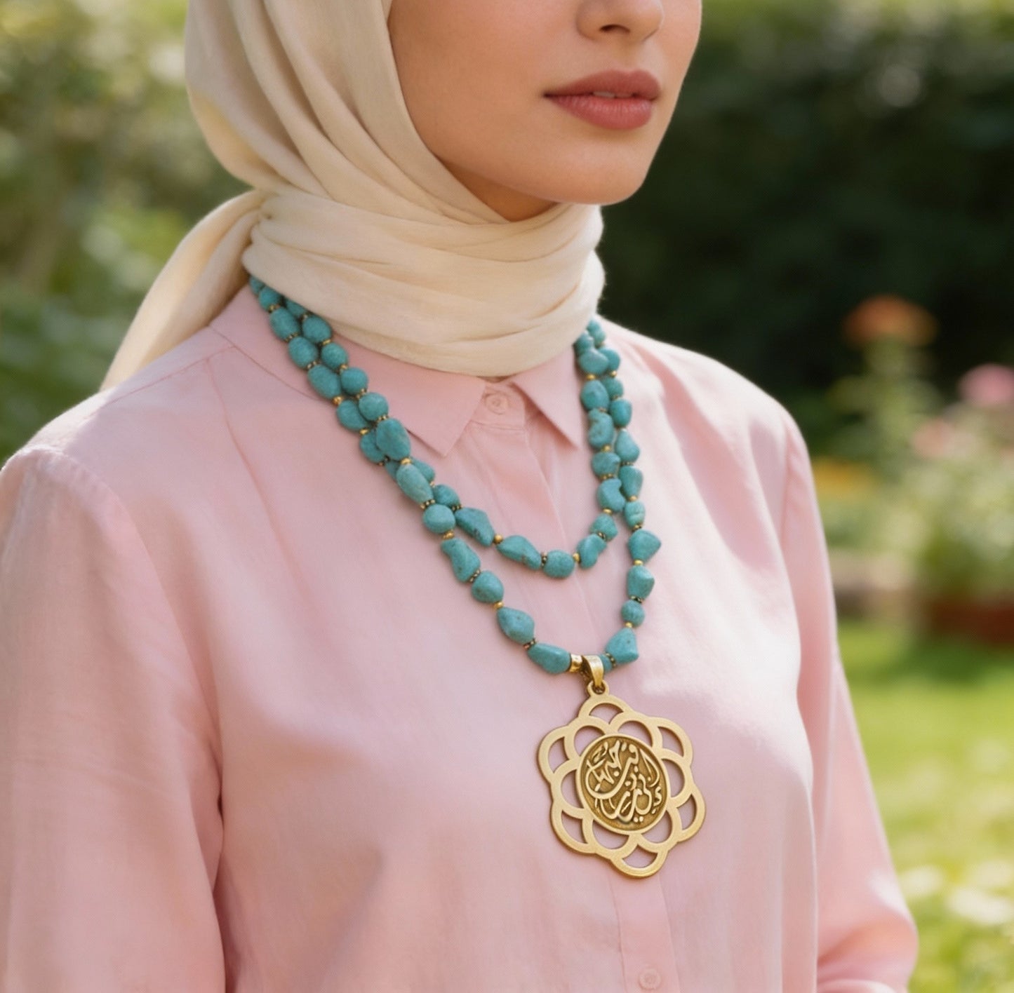 Dina Simple Necklace - Turquoise Stones