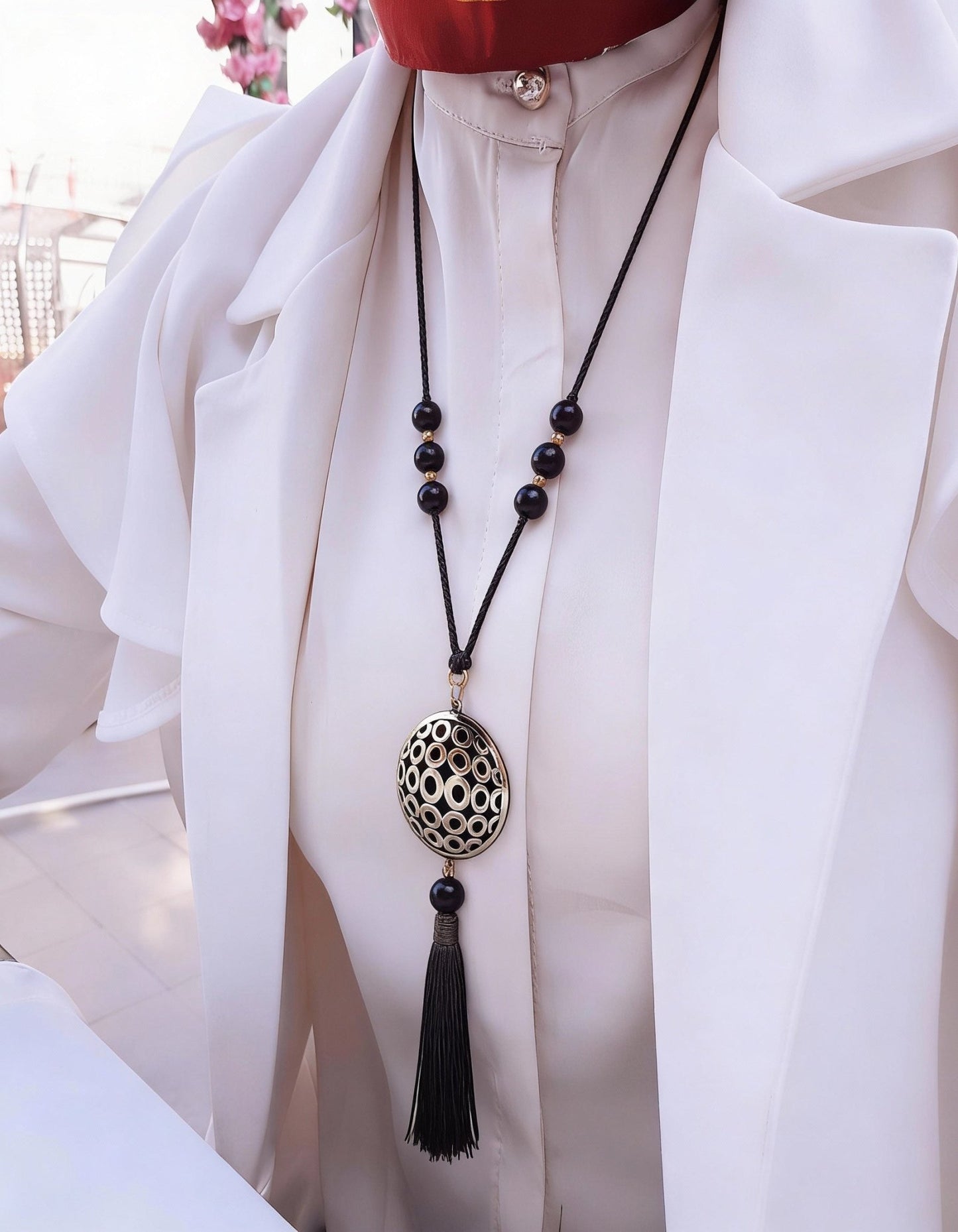 قلادة سوداء دقيقة - أحجار العقيق