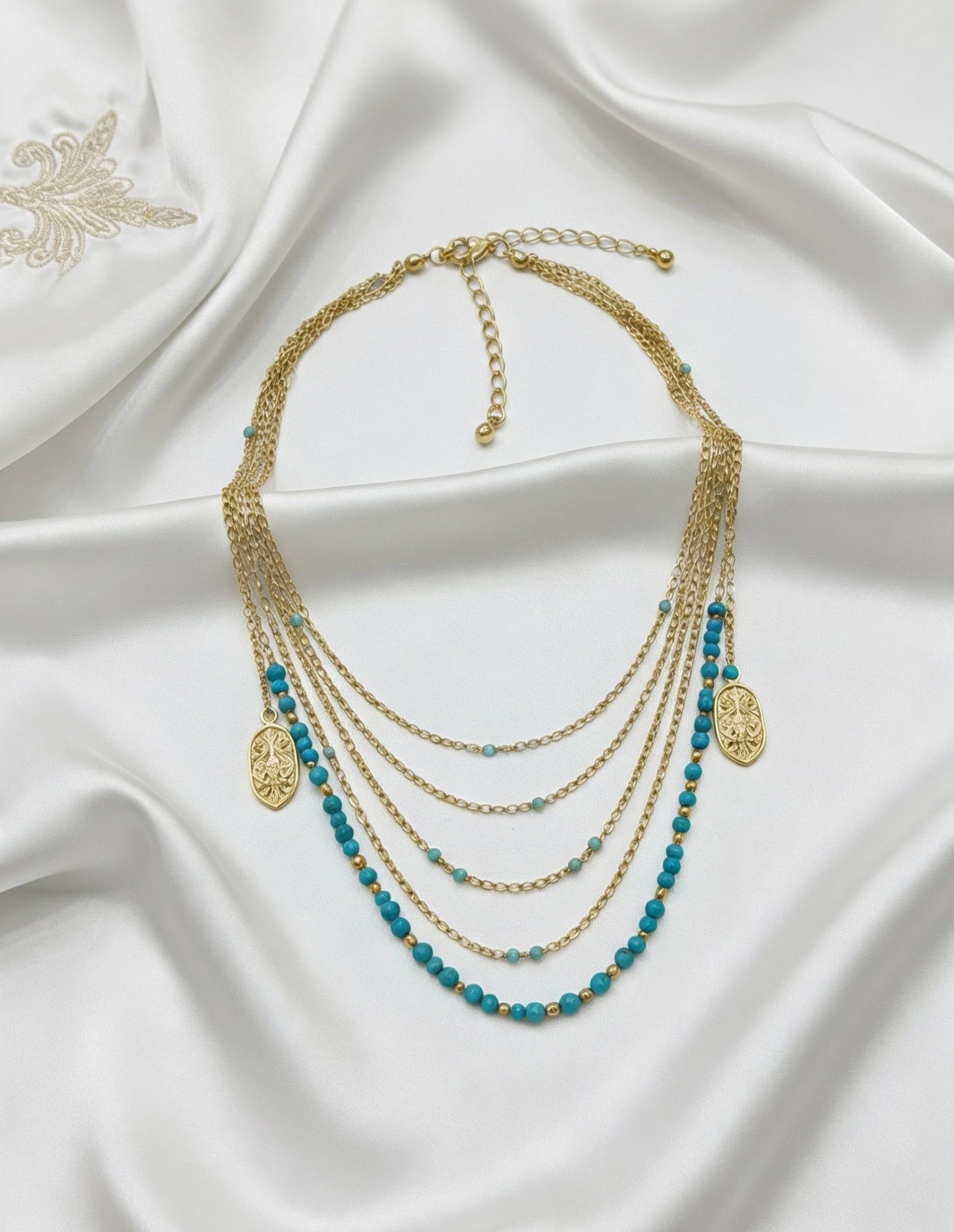 Delicate Necklace - Turquoise and Copper Chains