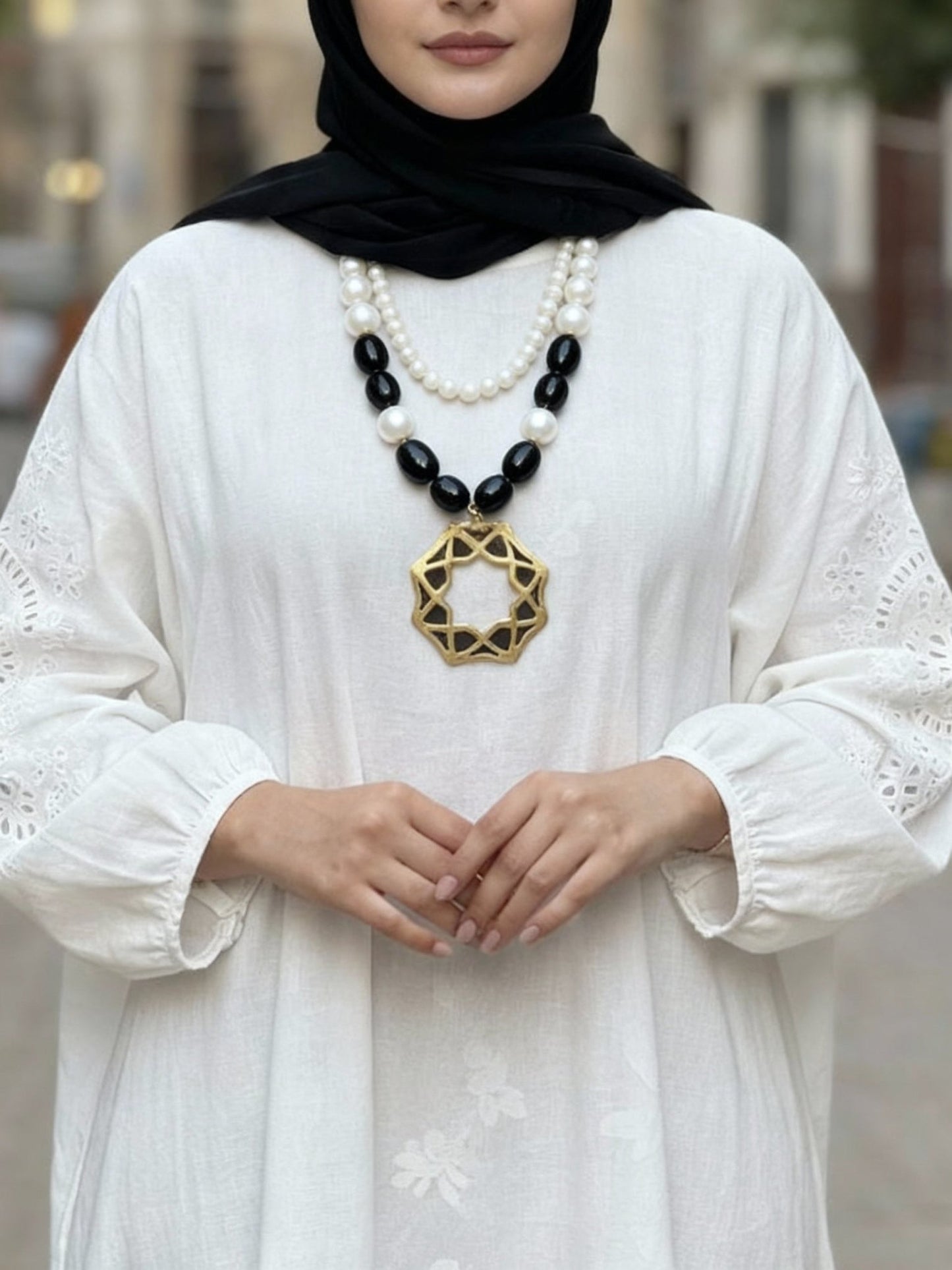 Elegant Black and White Necklace