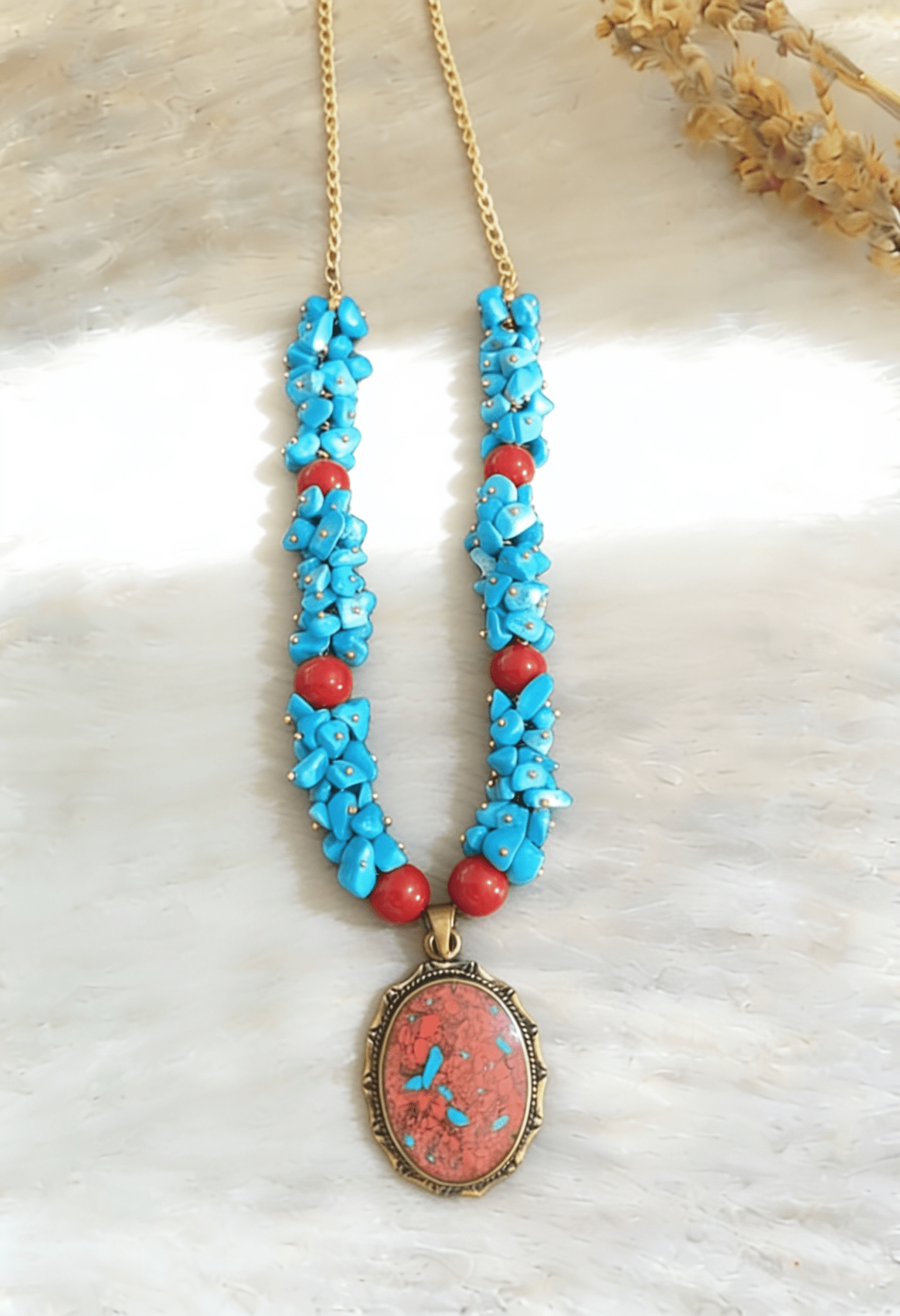Haniaa Necklace - Turquoise Stones