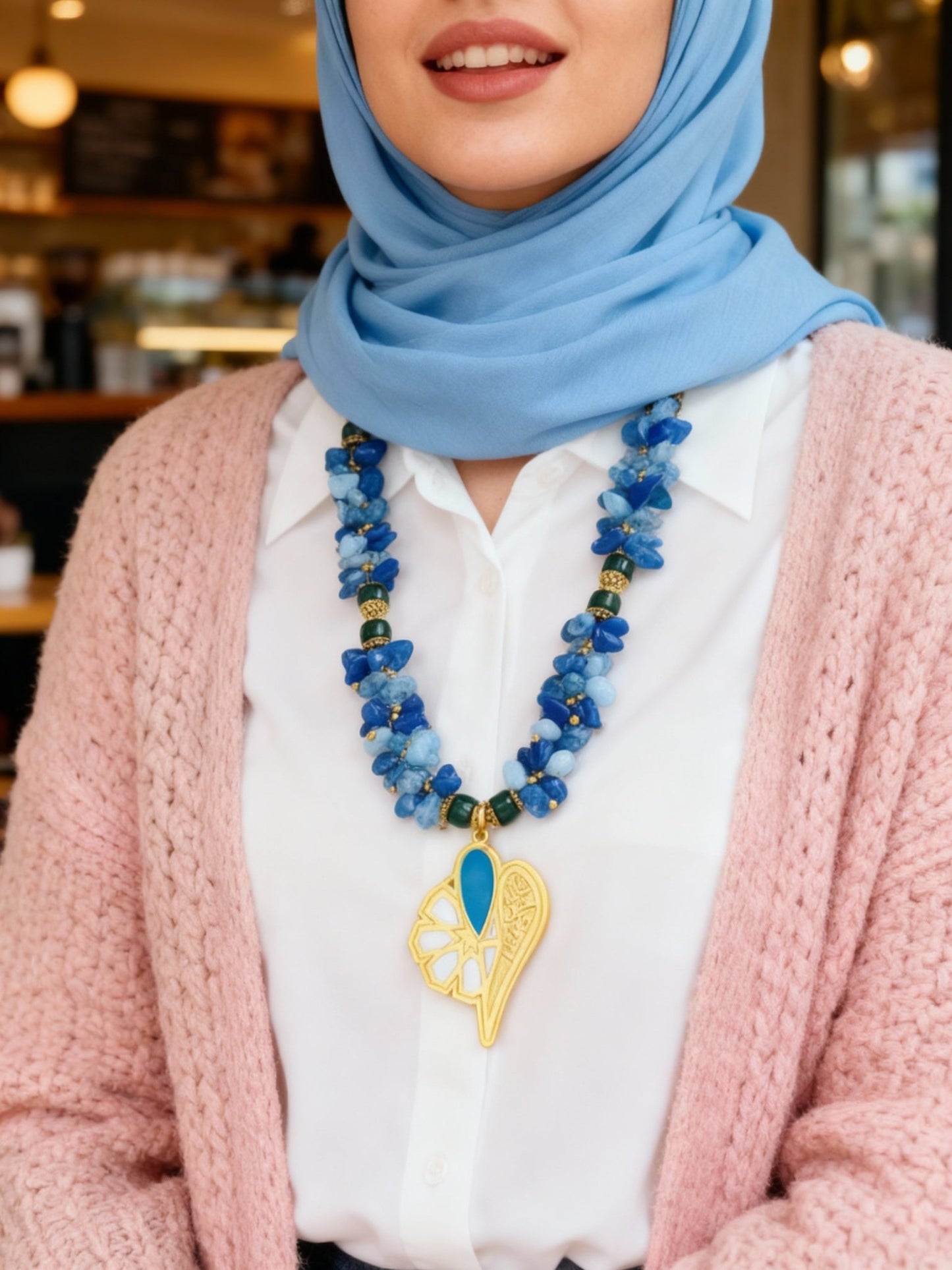 Blue Broken Shell Necklace