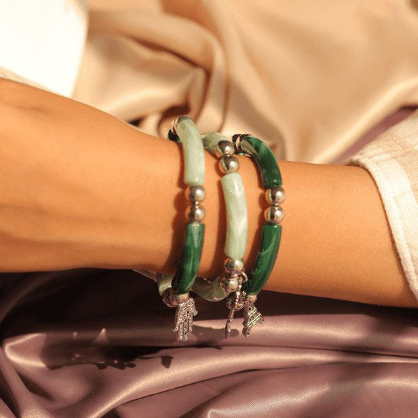 Violet Bracelets Set - Green Acrylic