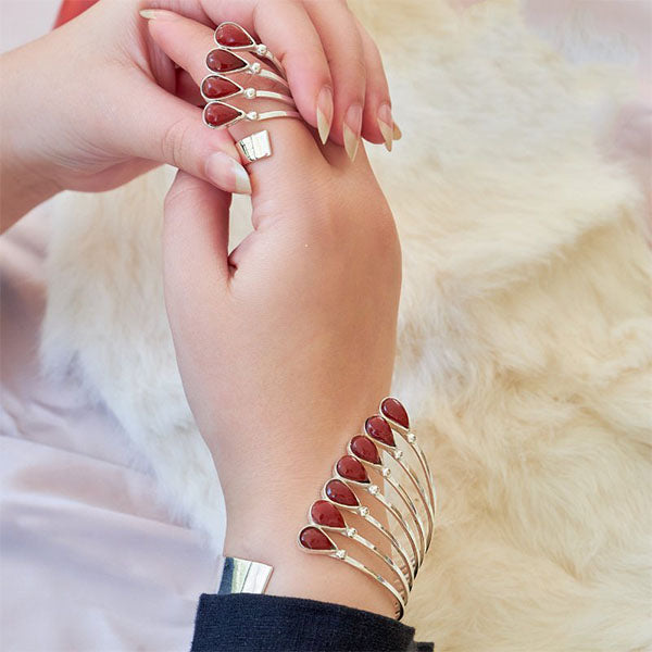 Amira Set - Silver Plated and Agate