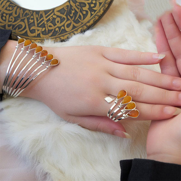 Amira Set - Silver Plated and Agate
