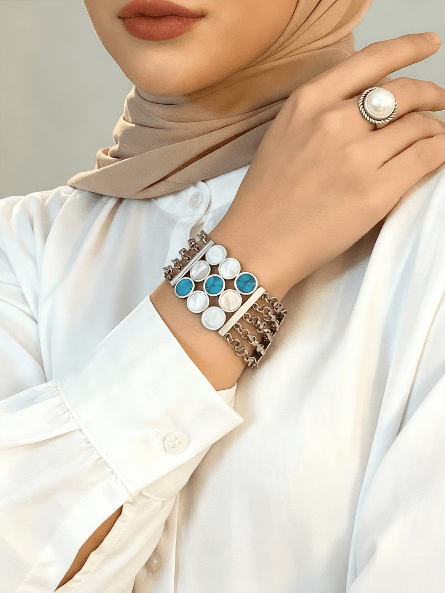 Eman Turquoise Set - Silver Plated
