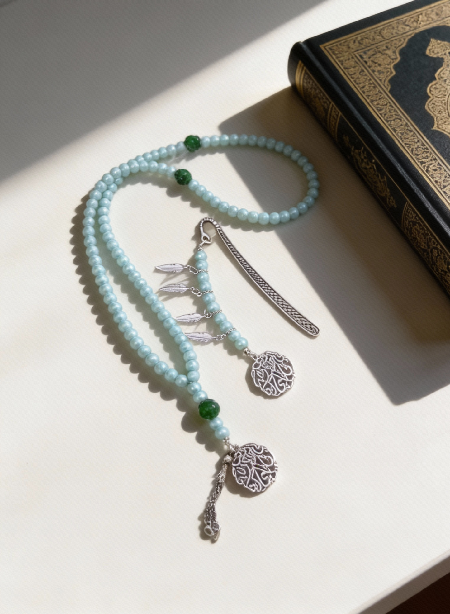 Baby Blue Rosary with Book Separator - Fairouz Stones