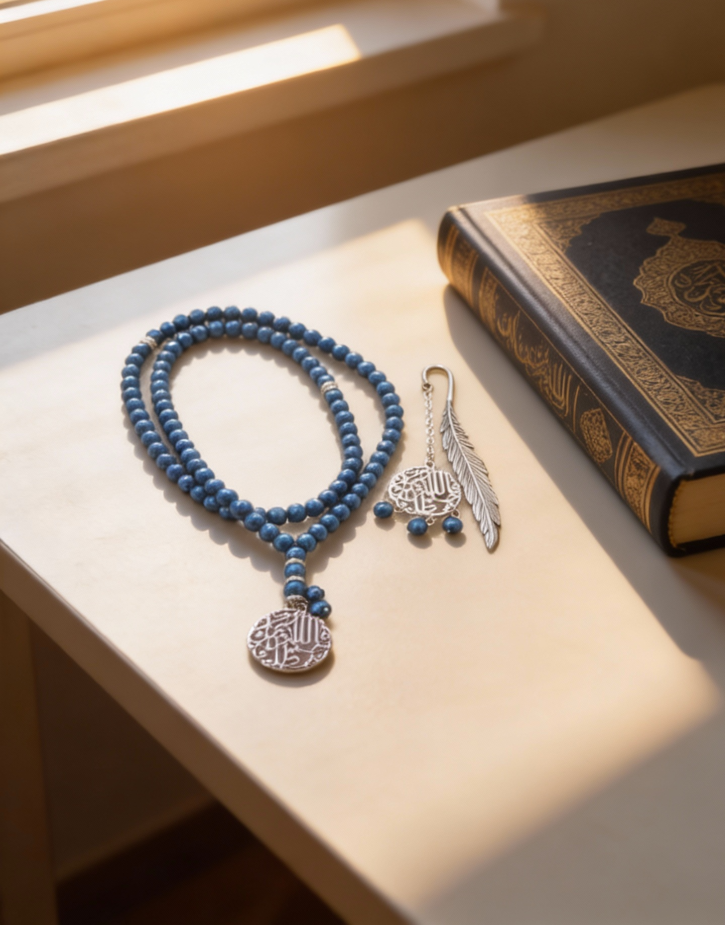 Blue Rosary with Book Separator - Mallorca Pearls