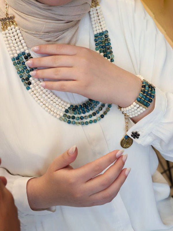 طقم إيناس - أحجار العقيق والفيروز