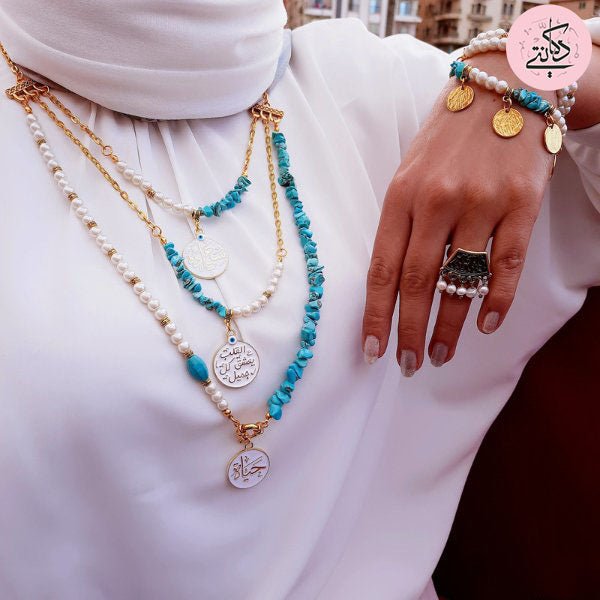 طقم لؤلؤ الحياة - مطلي بالذهب