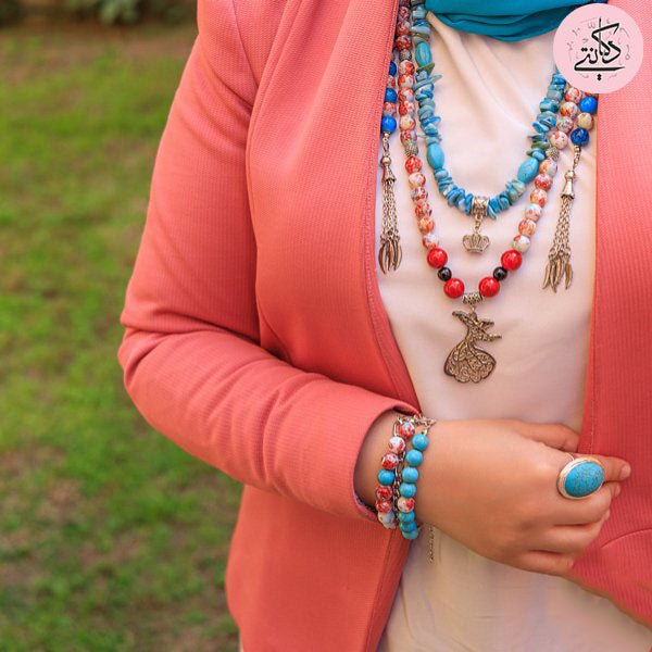 طقم درويش فيروزي - مطلي بالفضة