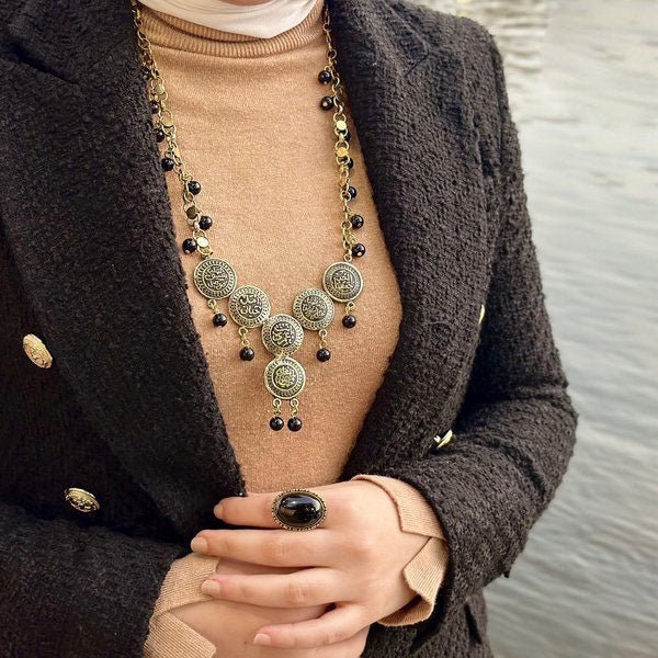 طقم عقيق فريدة - نحاس خالص