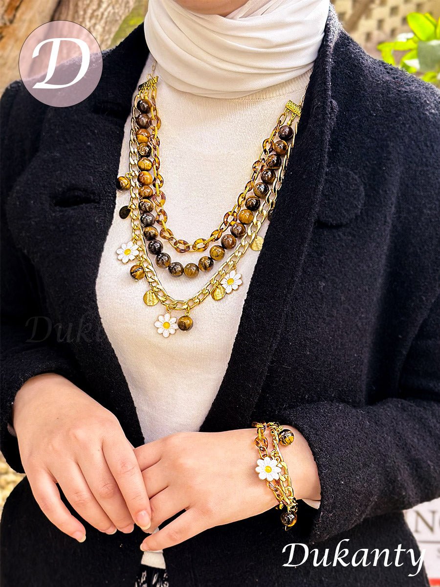 Hazel Blossoms Set - Tiger Eyes Stone