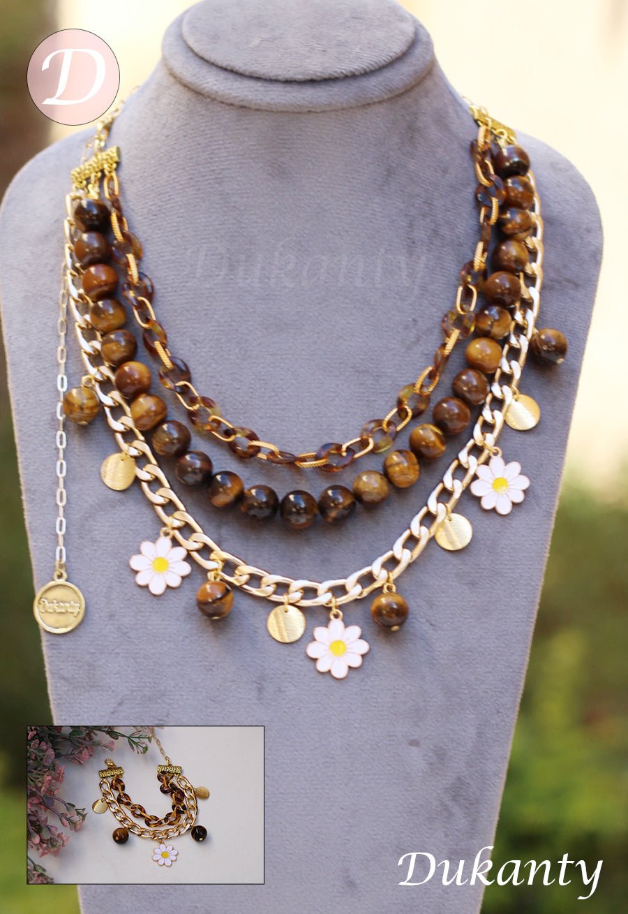 Hazel Blossoms Set - Tiger Eyes Stone
