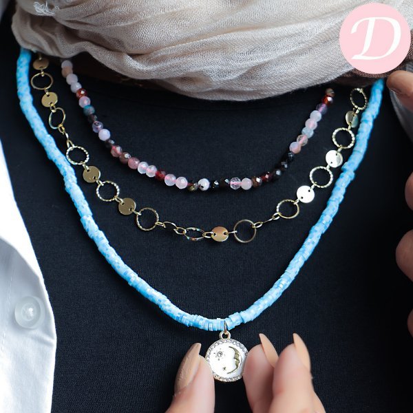 Crescent Necklace Set - Crystal and Jamayka Stone