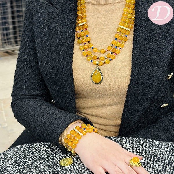 Jamila Agate Set - Gold Plated