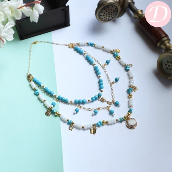 Dalida Seashell Necklace - Turquoise and Seashell