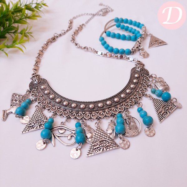 Horas Turquoise Set - Silver Plated