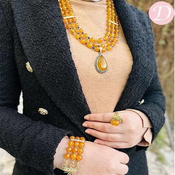 Jamila Agate Set - Gold Plated
