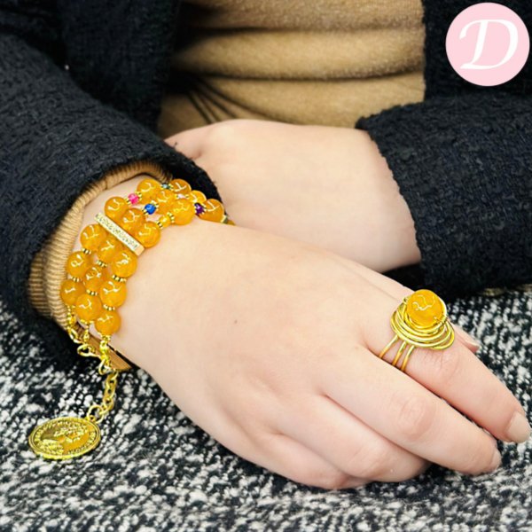 Jamila Agate Set - Gold Plated