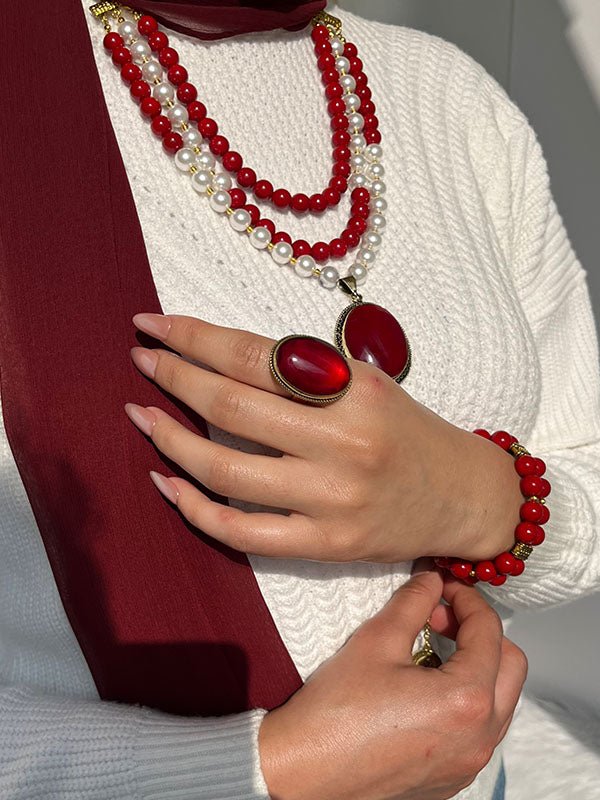 Sara Elegant Set Pearl and Marjan