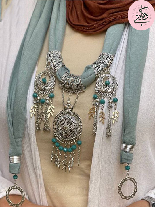 Turquoise Arabic Necklace Scarf