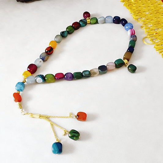 Rukaya Agate Rosary - Gold Plated